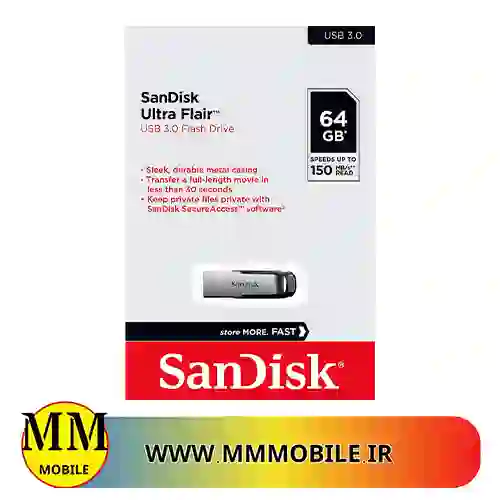 فلش مموری سن دیسک مدل SANDISK ULTRA FLAIR CZ73 USB M3.0 ظرفیت 64G